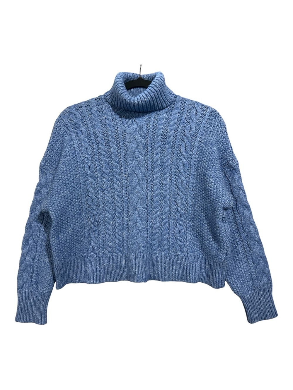 J.Crew Collection Sweater Women’s XXS Blue Cropped Cable Turtleneck Wool F9524